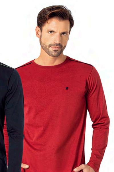 Pierre Cardin 6100 Erkek Uzun Kollu Bisiklet Yaka Pijama Takımı-Bordo