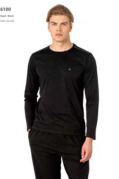 Pierre Cardin 6100 Erkek Uzun Kollu Bisiklet Yaka Pijama Takımı-Siyah