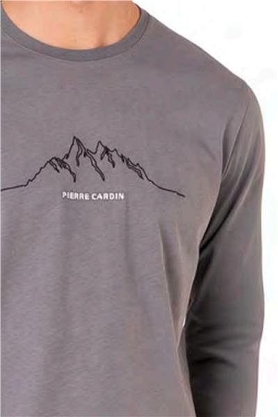 Pierre Cardin 6101 Erkek Uzun Kollu Bisiklet Yaka Pijama Takımı-Gri