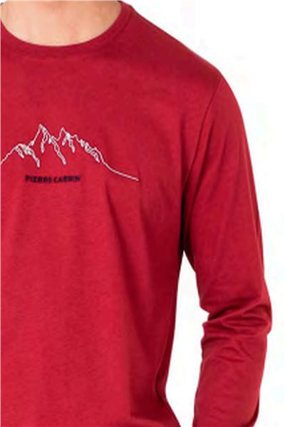 Pierre Cardin 6101 Erkek Uzun Kollu Bisiklet Yaka Pijama Takımı-Bordo