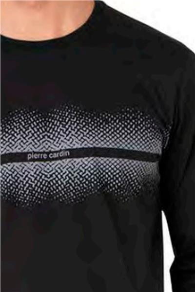 Pierre Cardin 6102 Erkek Uzun Kollu Bisiklet Yaka Pijama Takımı-Siyah