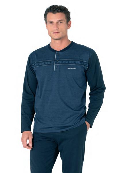 Pierre Cardin 6109 Erkek Uzun Kollu Yakası Düğmeli Pijama Takım-Saks