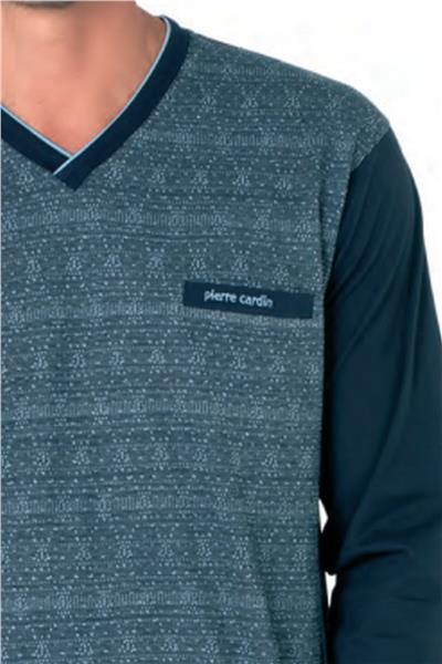 Pierre Cardin 6110 Erkek Kuzun Kollu V Yaka Pijama Takımı-Lacivert