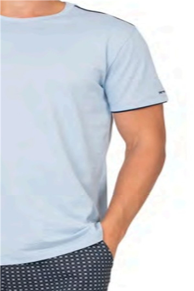 Pierre Cardin 6122 Erkek Kısa Kollu Bisiklet Yaka Pijama Takımı-Mavi