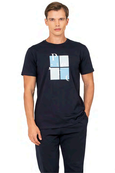 Pierre Cardin 6126 Erkek Kısa Kollu Bisiklet Yaka Pijama Takımı-Lacivert