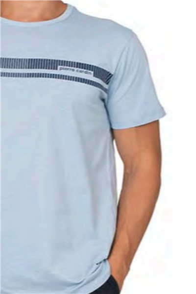 Pierre Cardin 6128 Erkek Kısa Kollu Bisiklet Yaka Pijama Takımı-Mavi