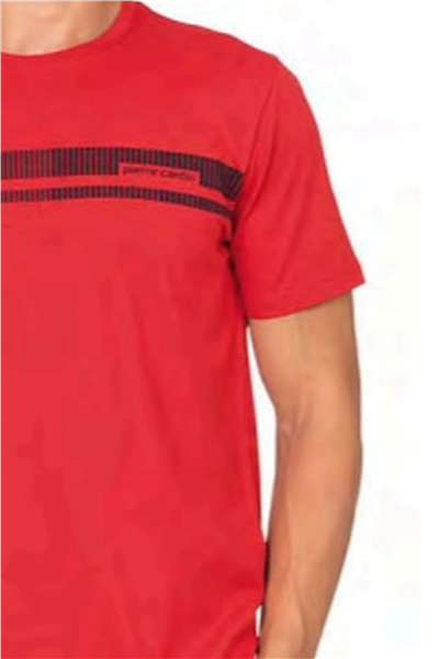 Pierre Cardin 6128 Erkek Kısa Kollu Bisiklet Yaka Pijama Takımı-Kırmızı