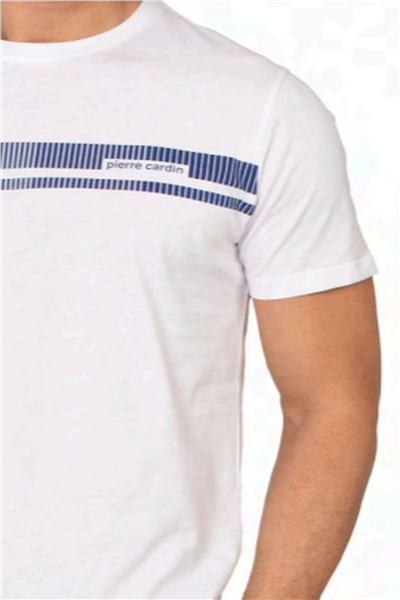 Pierre Cardin 6128 Erkek Kısa Kollu Bisiklet Yaka Pijama Takımı-Beyaz