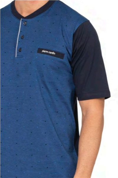 Pierre Cardin 6132 Erkek Kısa Kollu Yakası Düğmeli 3lü Pijama Takımı-Saks
