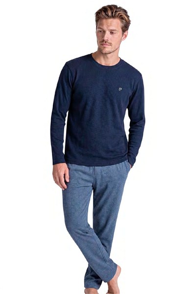 Pierre Cardin 6145 Erkek Uzun Kollu Bisiklet Yaka Pijama Takımı -Lacivert