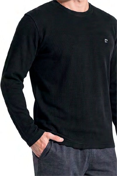Pierre Cardin 6145 Erkek Uzun Kollu Bisiklet Yaka Pijama Takımı -Siyah