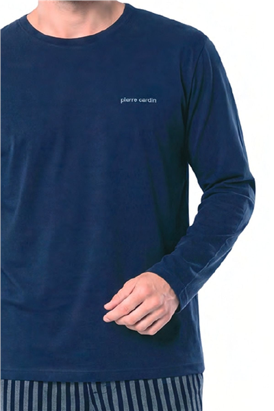 Pierre Cardin 6147 Erkek Uzun Kollu Bisiklet Yaka Pijama Takımı -Lacivert