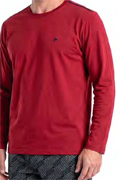 Pierre Cardin 6149 Erkek Uzun Kollu Bisiklet Yaka Pijama Takımı -Bordo