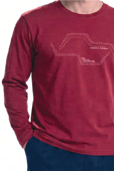 Pierre Cardin 6151 Erkek Uzun Kollu Bisiklet Yaka Pijama Takımı -Bordo