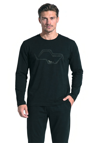Pierre Cardin 6151 Erkek Uzun Kollu Bisiklet Yaka Pijama Takımı -Siyah