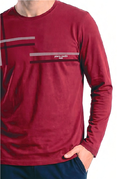 Pierre Cardin 6152 Erkek Uzun Kollu Bisiklet Yaka Pijama Takımı -Bordo