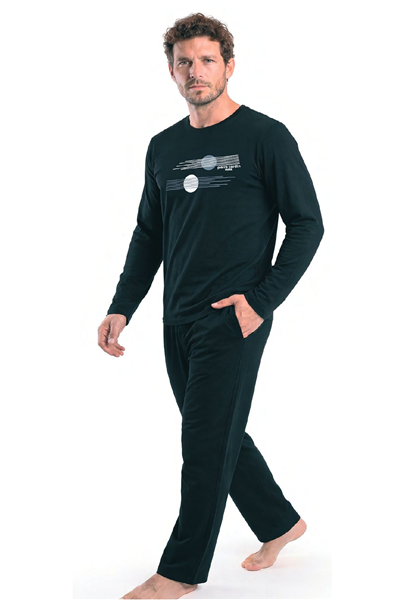 Pierre Cardin 6153 Erkek Uzun Kollu Bisiklet Yaka Pijama Takımı -Siyah