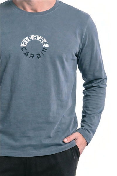 Pierre Cardin 6155 Erkek Uzun Kollu Bisiklet Yaka Pijama Takımı -Gri