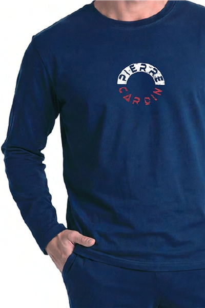 Pierre Cardin 6155 Erkek Uzun Kollu Bisiklet Yaka Pijama Takımı -Lacivert