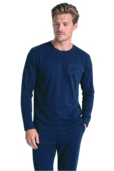 Pierre Cardin 6156 Erkek Uzun Kollu Bisiklet Yaka Pijama Takımı -Lacivert