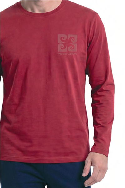 Pierre Cardin 6156 Erkek Uzun Kollu Bisiklet Yaka Pijama Takımı -Bordo