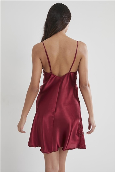 Pierre Cardin 624 Saten Gecelik - Bordo