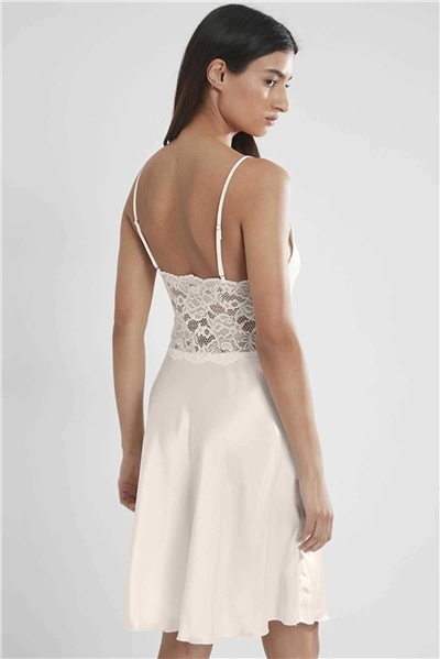 Pierre Cardin 627 Kadın İp Askılı Saten Gecelik-İnci