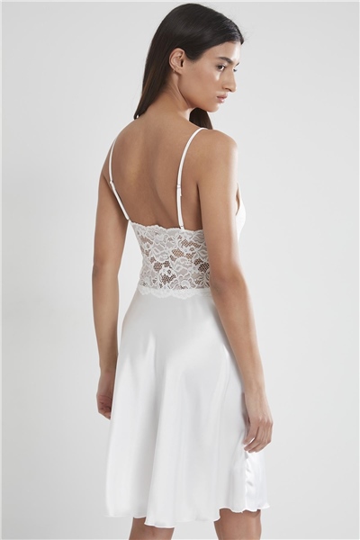 Pierre Cardin 627 Kadın Saten Dantelli Gecelik - Ekru