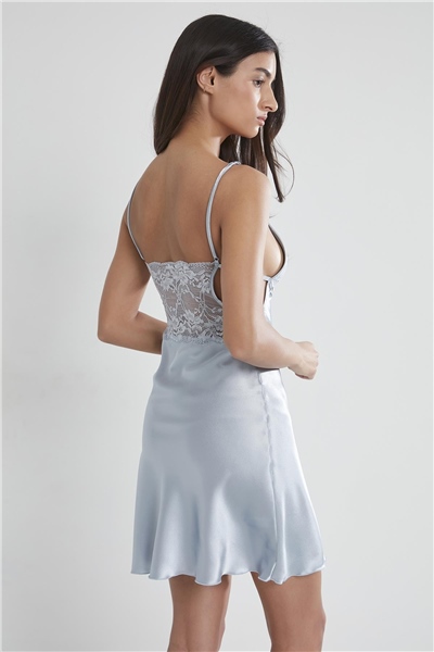 Pierre Cardin 630 Kadın Saten Dantelli Gecelik - Mist