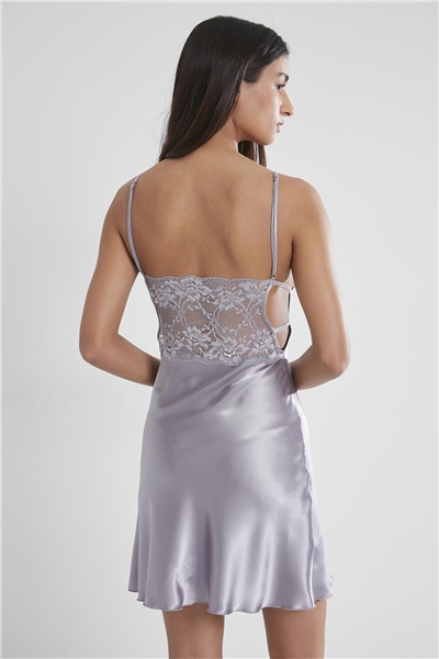 Pierre Cardin 630 Kadın Saten Dantelli Gecelik - Royal
