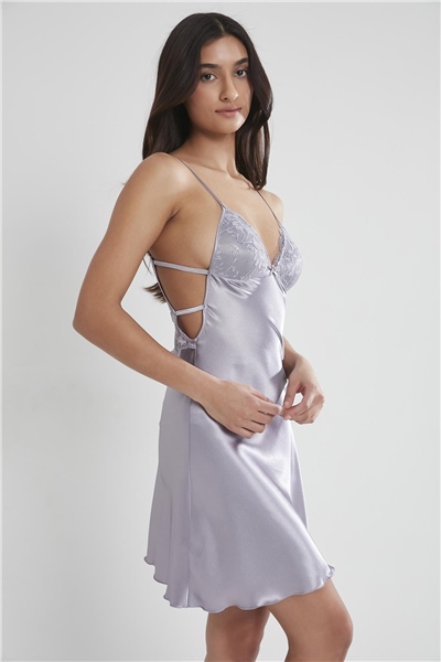 Pierre Cardin 630 Kadın Saten Dantelli Gecelik - Royal