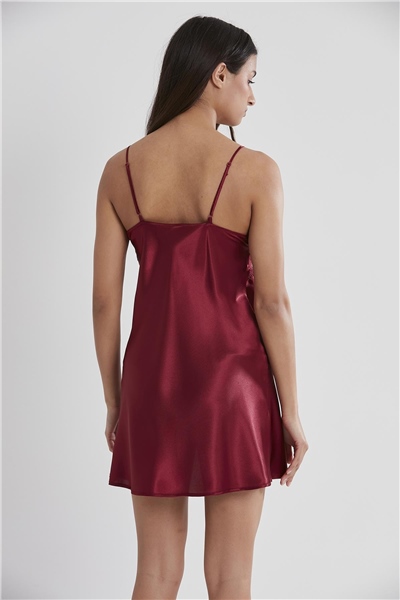 Pierre Cardin 632 Kadın Saten Dantelli Gecelik - Bordo