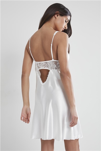 Pierre Cardin 665 Kadın İp Askılı Saten Gecelik-Ekru