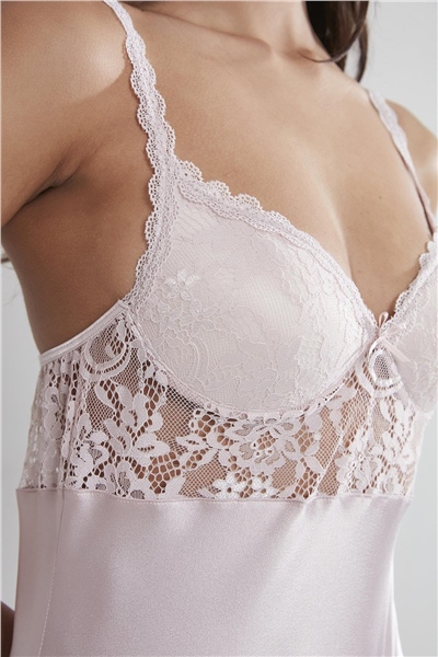 Pierre Cardin 665 Kadın Saten Dantelli Gecelik - Pudra