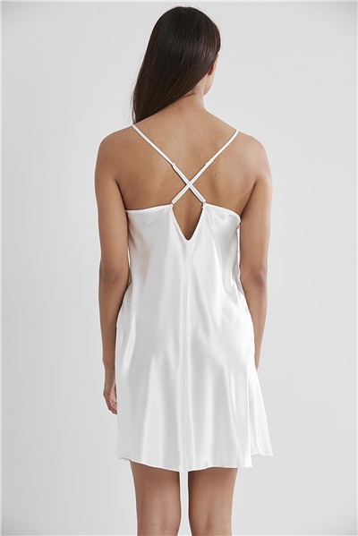 Pierre Cardin 670 Kadın İp Askılı Saten Gecelik-Ekru