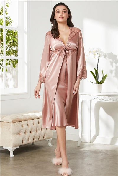 Pierre Cardin 6700 Kadın Saten Dantelli 6lı ÇeyizlikTakım-Brandy
