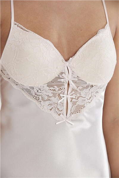 Pierre Cardin 680 Kadın İp Askılı Saten Gecelik-İnci