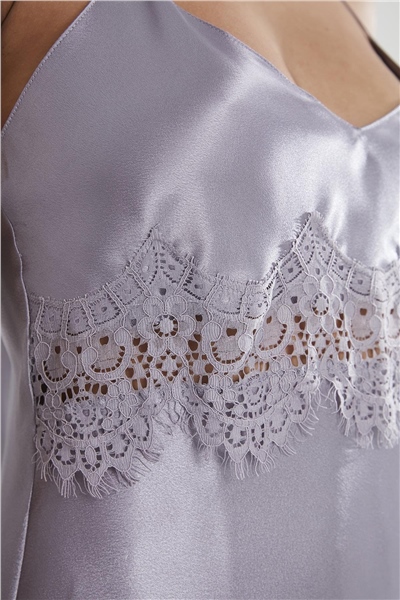 Pierre Cardin 685 Kadın Saten Dantelli Gecelik - Royal