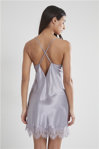 Pierre Cardin 685 Kadın Saten Dantelli Gecelik - Royal
