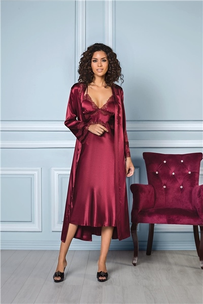 Pierre Cardin 6960 Kadın Saten Dantelli 6lı ÇeyizlikTakım-Bordo