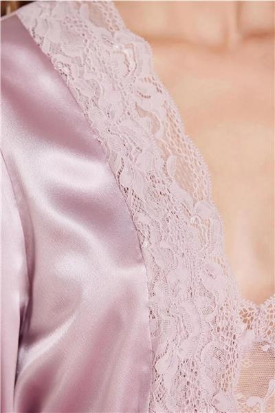 Pierre Cardin 7015 Kadın Dantelli Saten 4lü Set-Rose