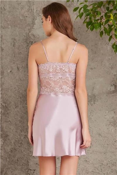 Pierre Cardin 7015 Kadın Dantelli Saten 4lü Set-Rose