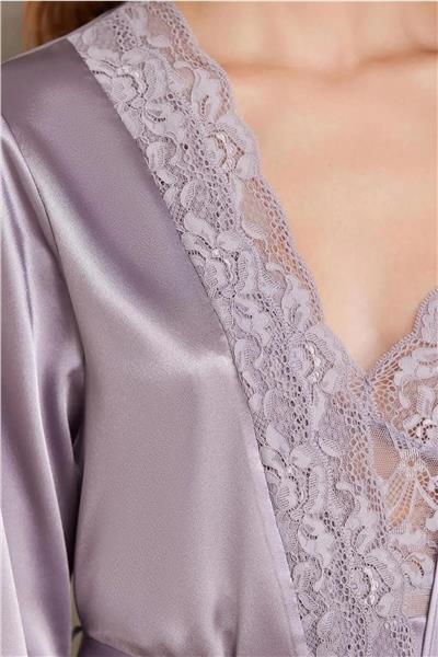 Pierre Cardin 7015 Kadın Dantelli Saten 4lü Set-Royal