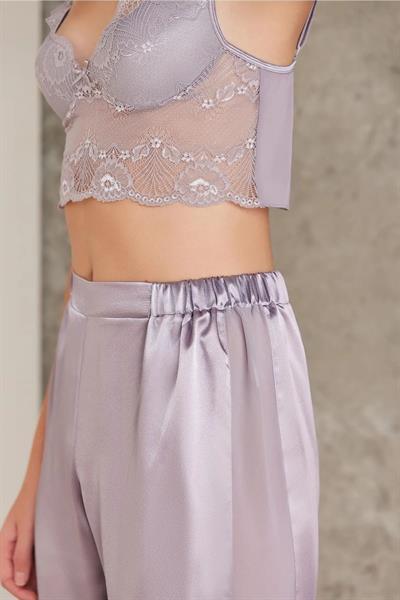 Pierre Cardin 7025 Kadın Çeyizlik Dantelli Saten 4lü Set-Royal
