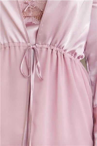 Pierre Cardin 7035 Kadın Dantelli Saten 4lü Set-Rose