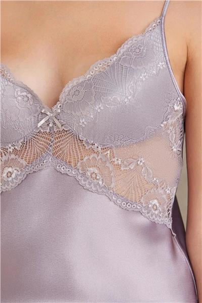 Pierre Cardin 7035 Kadın Dantelli Saten 4lü Set-Royal