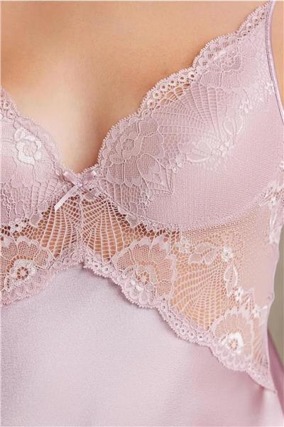 Pierre Cardin 7035 Kadın Dantelli Saten 4lü Set-Rose
