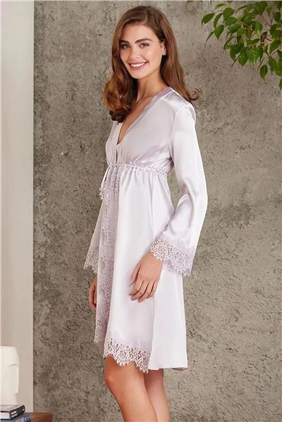 Pierre Cardin 7045 Kadın Dantelli Saten 4lü Set-Viola