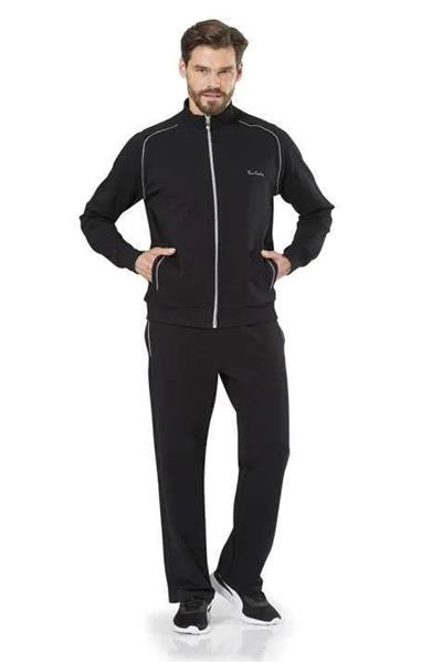 Pierre Cardin 7055 Erkek Uzun Kollu Dik Yaka Eşofman Takımı-Siyah