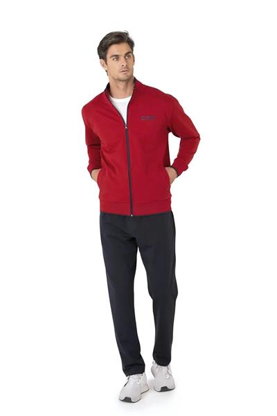 Pierre Cardin 7120 Erkek Uzun Kollu Dik Yaka Eşofman Takımı-Bordo